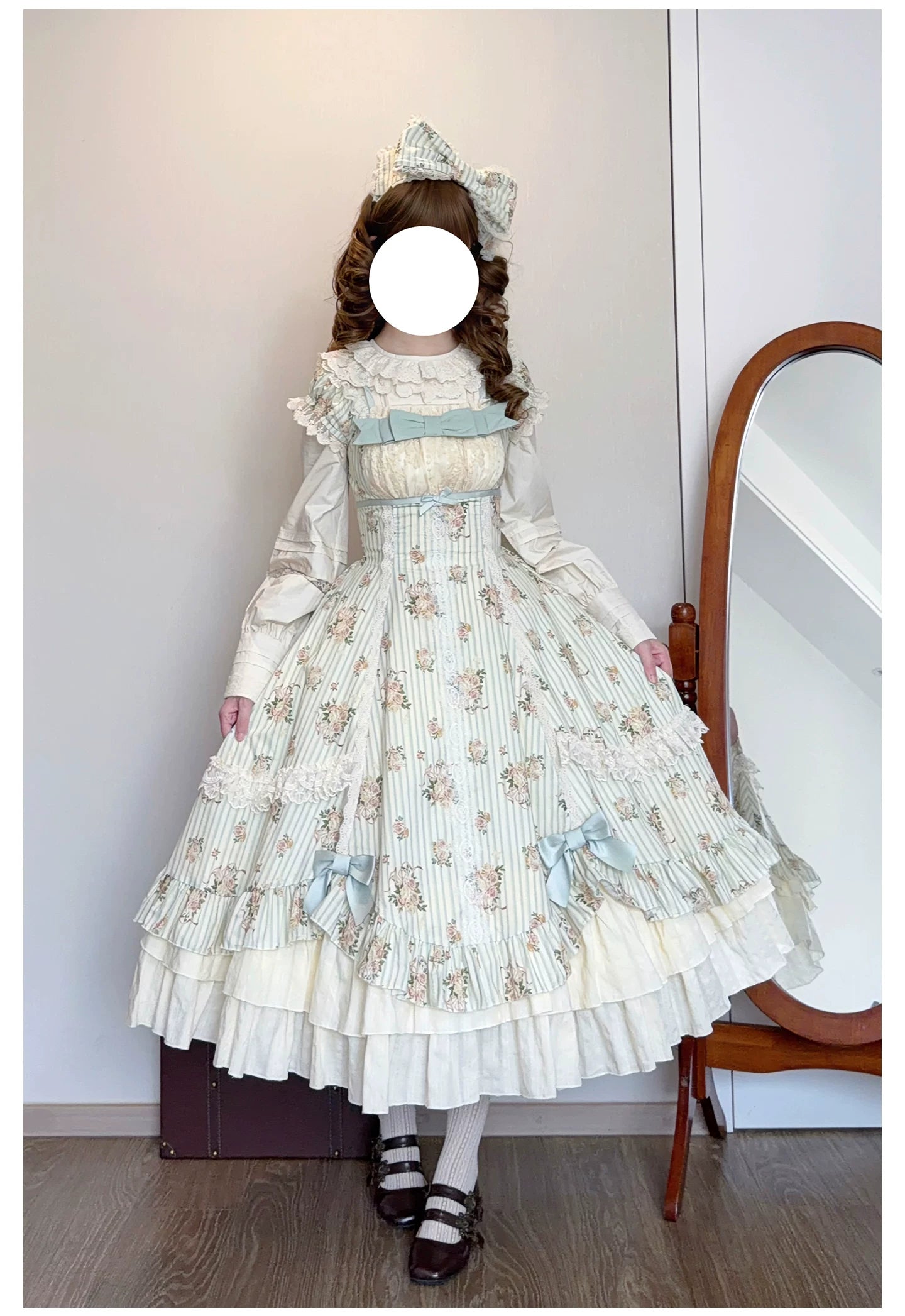 Meeting Austen - Cotton Classic Lolita Rose Printed OP Dress 45736:860016