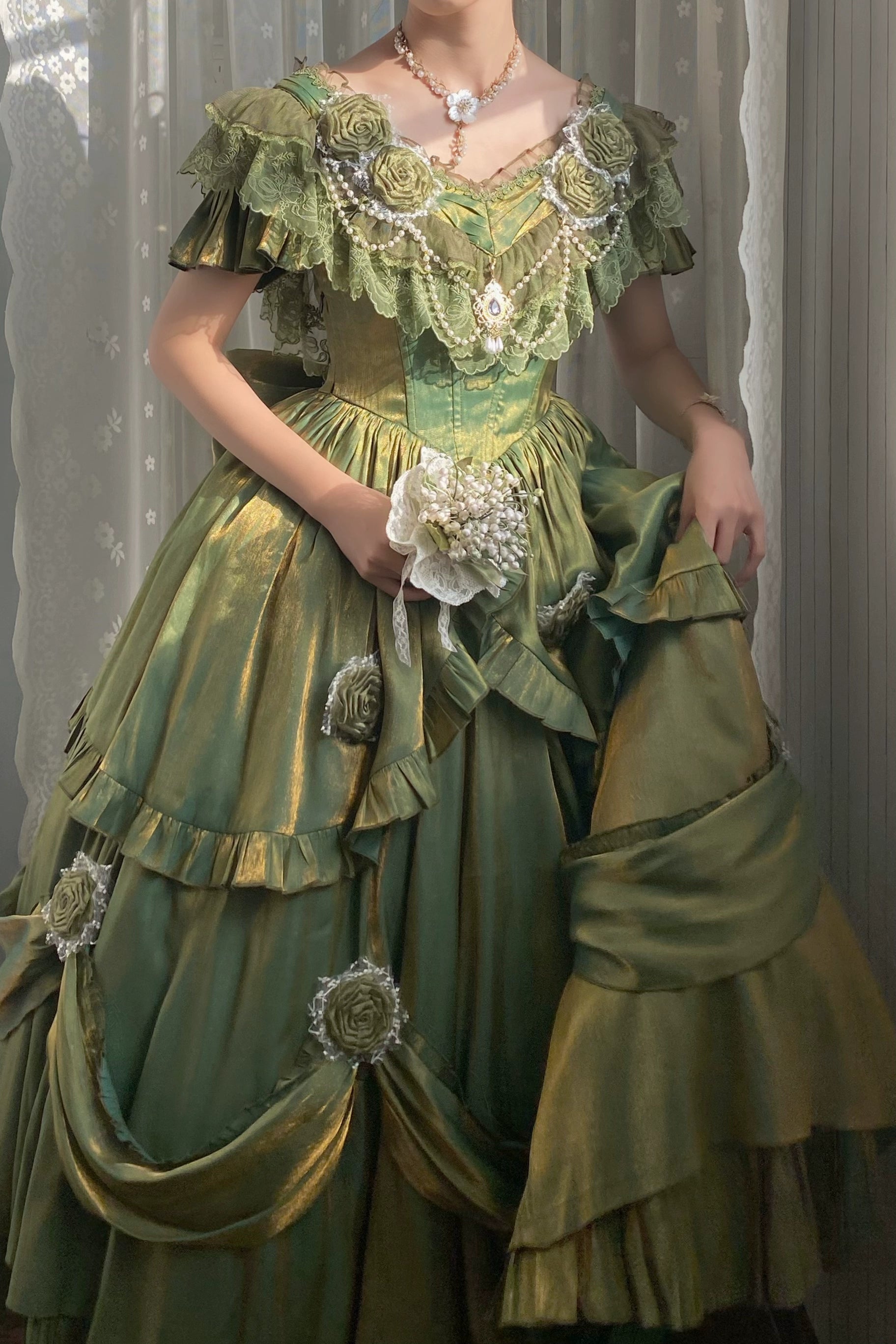 Meowing and fruity - Tana Manor - Classic Lolita OP Dress, Floral Decoration