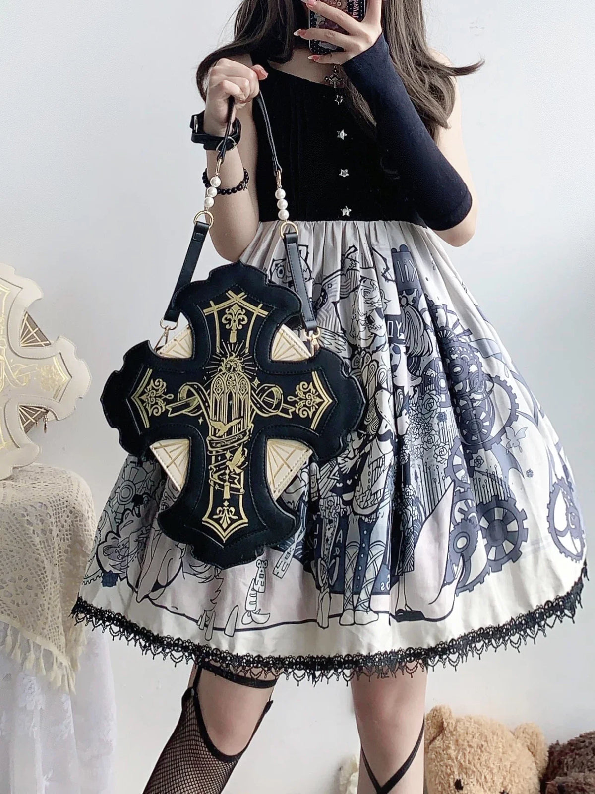 Gothic Lolita Bag, Two Detachable Shoulder Straps 45980:870141