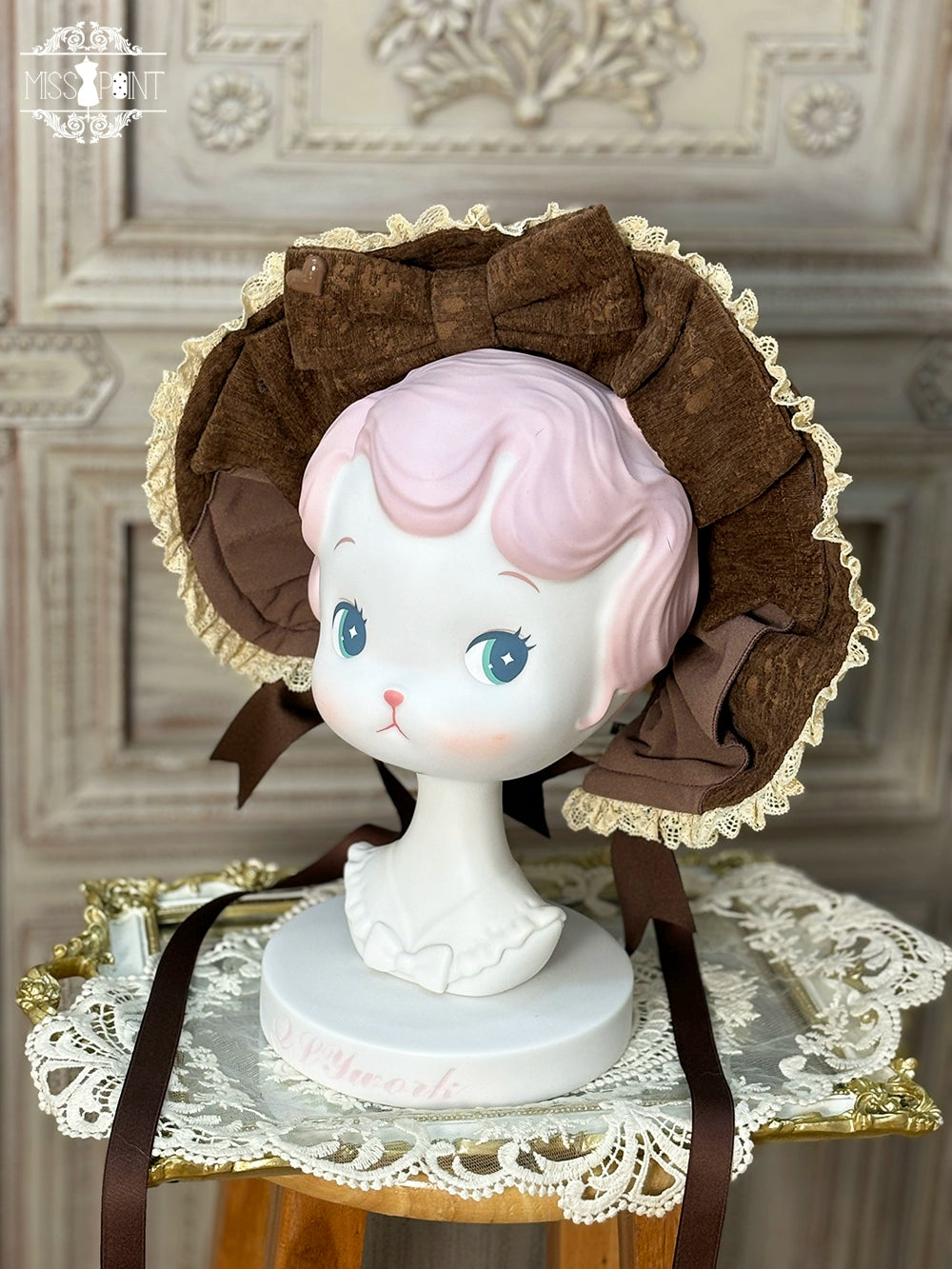 Miss Point - Classical Chocolate - Classic Lolita Accessory Bowler Hat BNT Beret Jabot 40816:677416