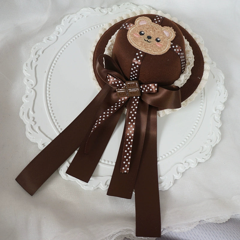 MaoJiang Handmade - Kawaii Lolita Headdress Chocolate Brown Top Hat Brown version top hat only