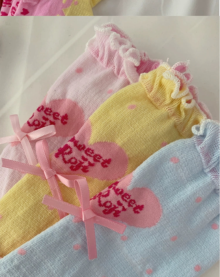 Roji Roji~Sweet Lolita Socks Cute Lolita Short Socks With Polka Dot 39566:630262