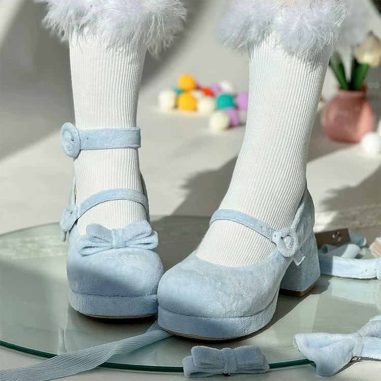 Covenant Doll - Sweet Lolita Chunky Heel Shoes, Detachable Bow