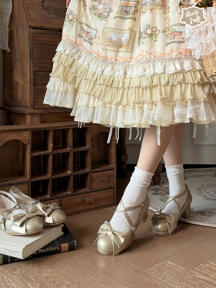 Miss Fondant - Sweet Lolita Cross Strap Shoes, Low & Mid Heels 45678:858797