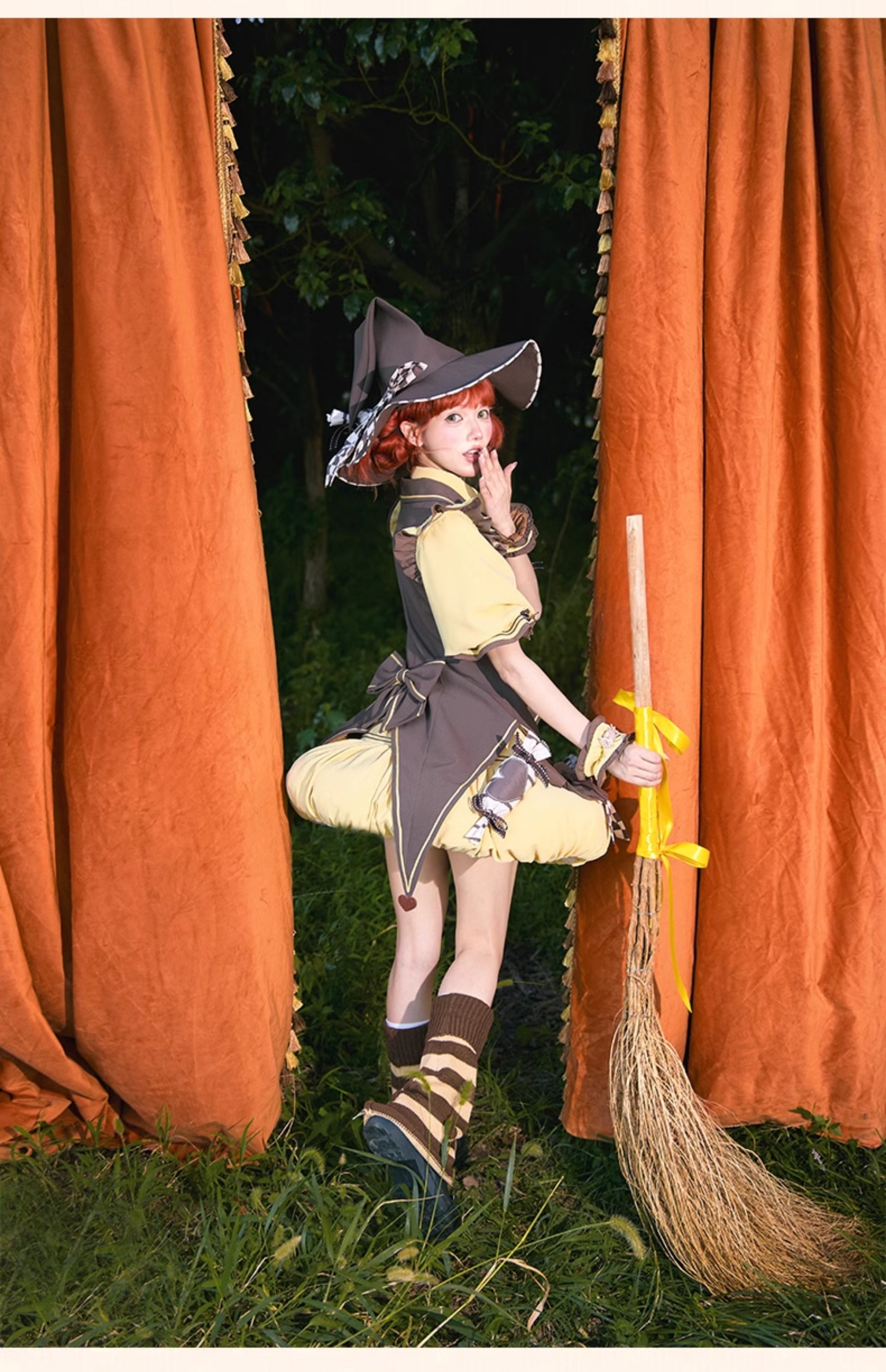 Piggy Bun- Witch Paradise - Kawaii Lolita OP Witch Themed Dress with Pointed Hem Vest