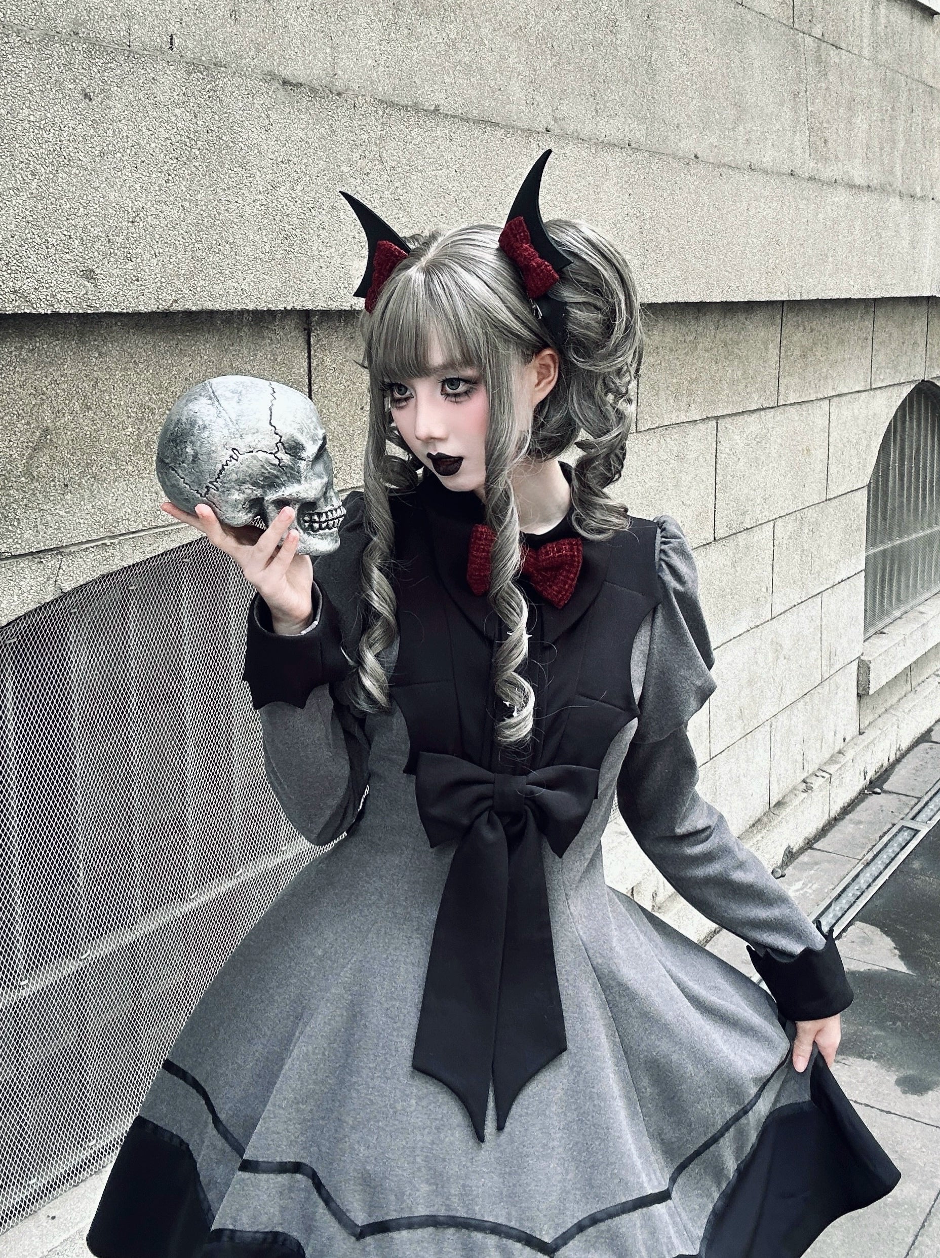 Polaris Lolita - Vampire Princess - Bat-Inspired Halloween Gothic Lolita OP Dress 43386:774877