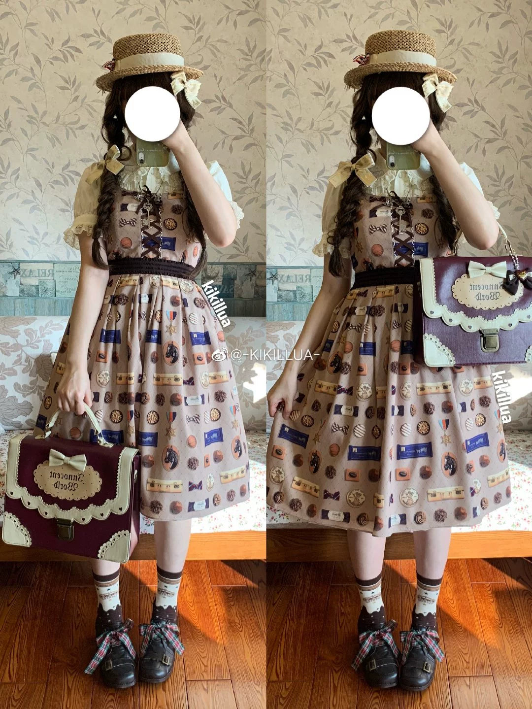 Yukines Box - Retro Lolita Chocolate Color Cotton Socks