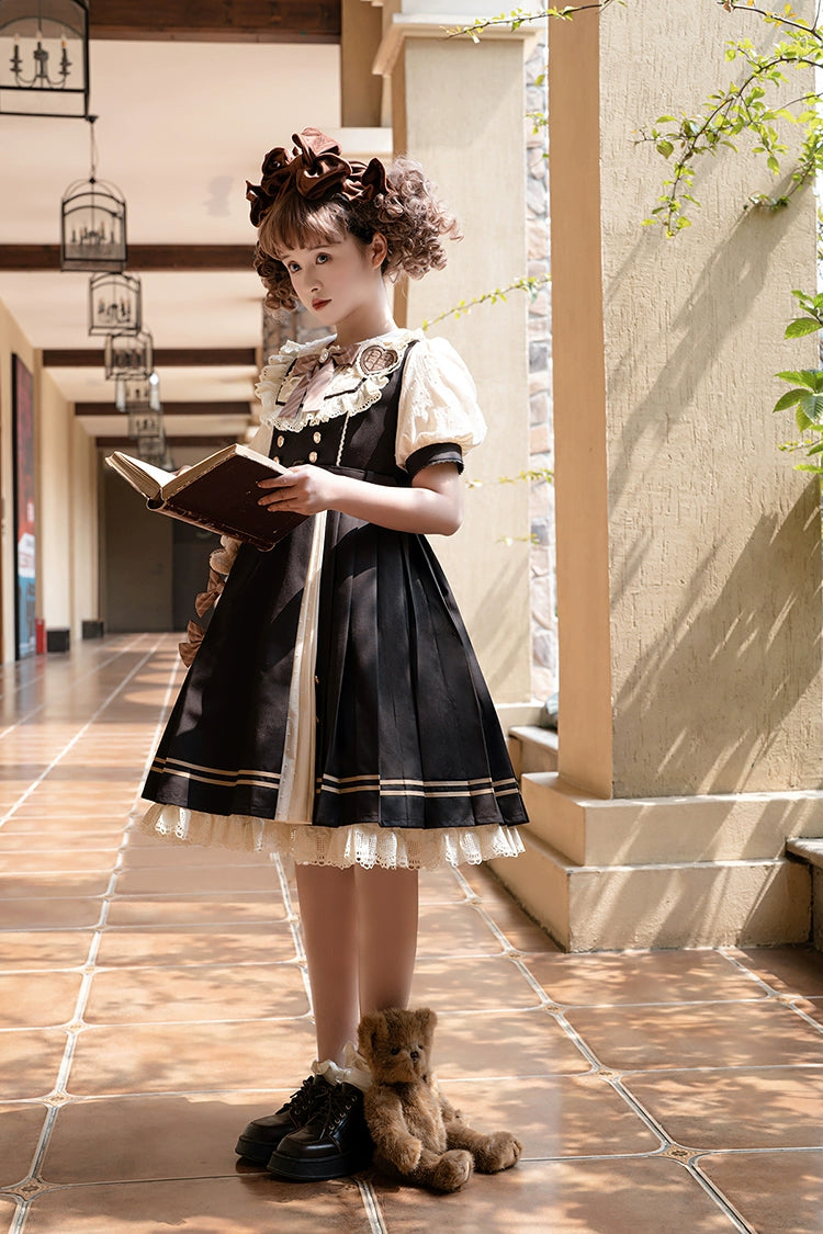 Letters from Unknown Star - Chocolate Workshop - Elegant Lolita OP Daily Short Sleeve Dress S Short OP