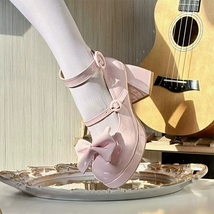 Covenant Doll - Sweet Lolita Chunky Heel Shoes, Detachable Bow