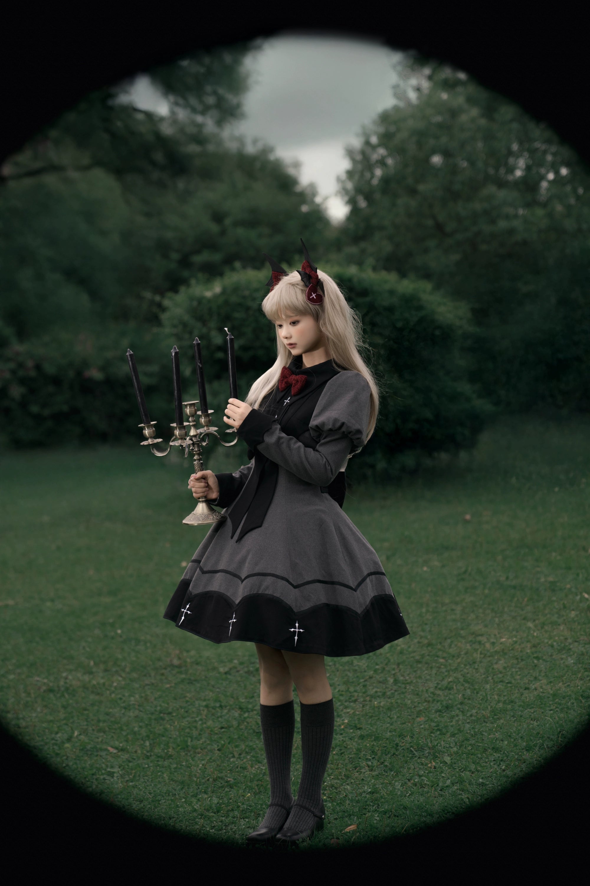 Polaris Lolita - Vampire Princess - Bat-Inspired Halloween Gothic Lolita OP Dress 43386:774860