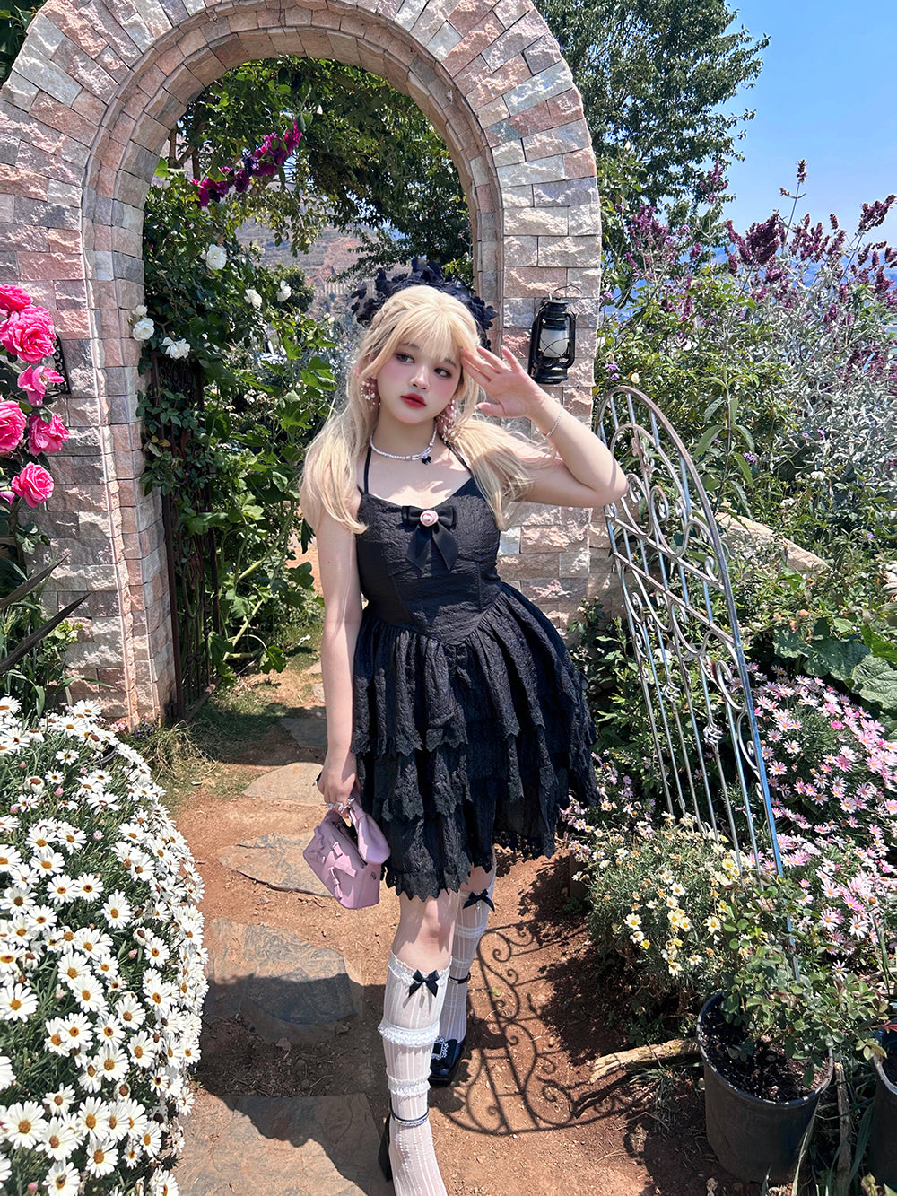 Yingtang - Rose of France - Sweet Lolita Plus Size Halter Puffy Dress Set