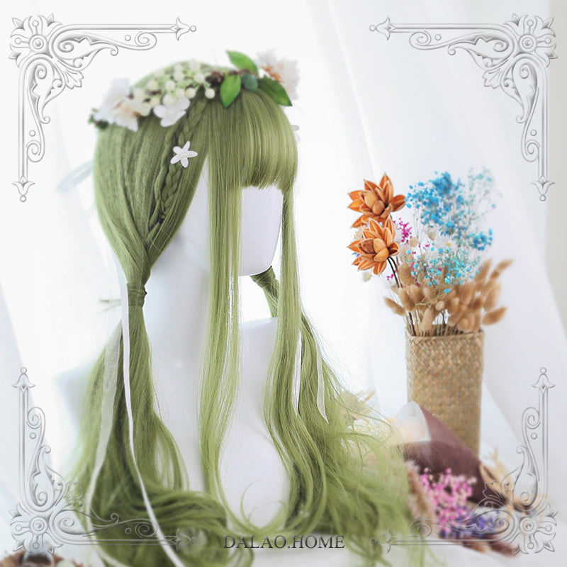 Dalao Home~The Forest of Pastures~Long Curly Mint Lolita Wig pastures of the forest with a hair net  