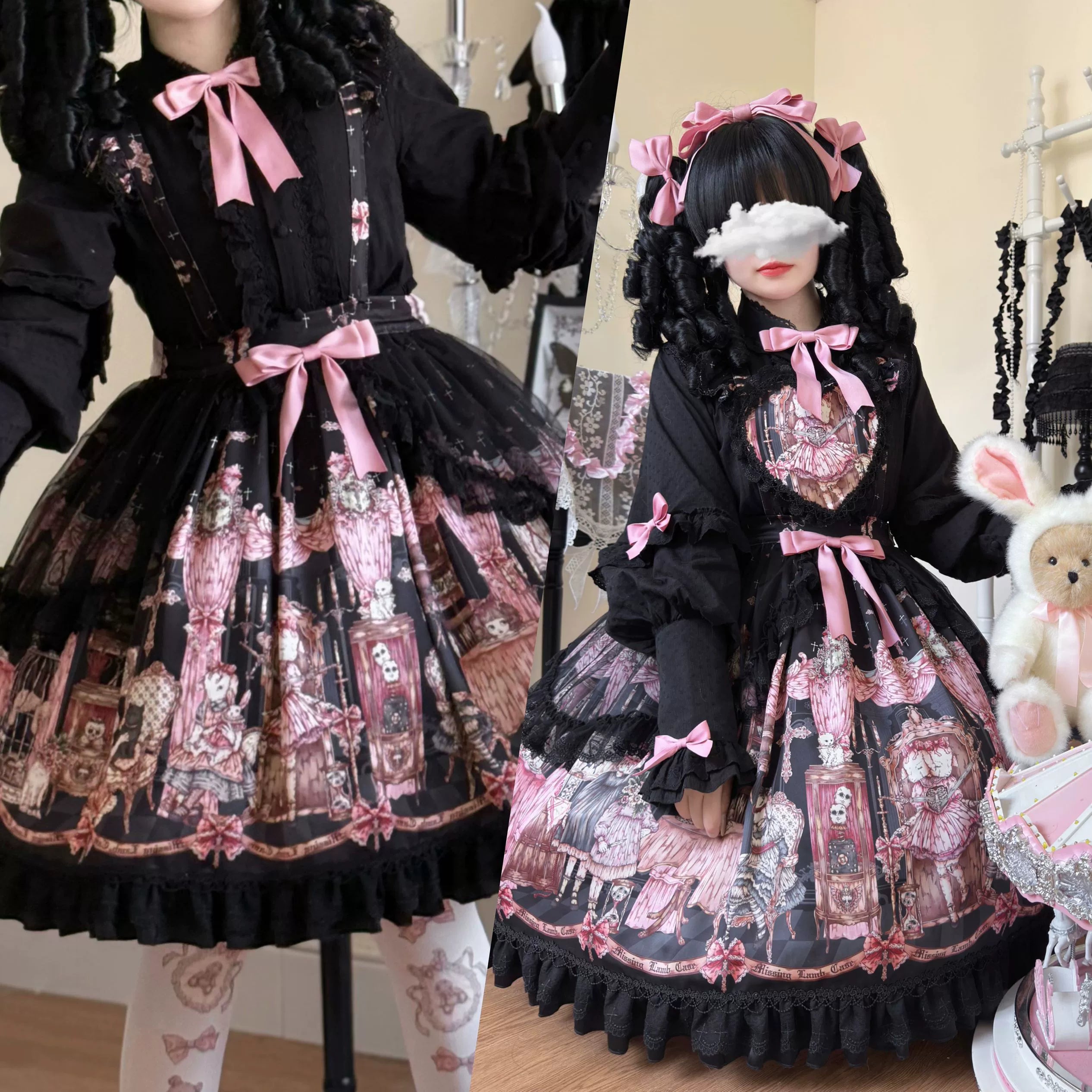 Uncle's Workshop - Missing Lamb Case - Gothic Lolita Dress Set with Sheep Prints 42971:759745