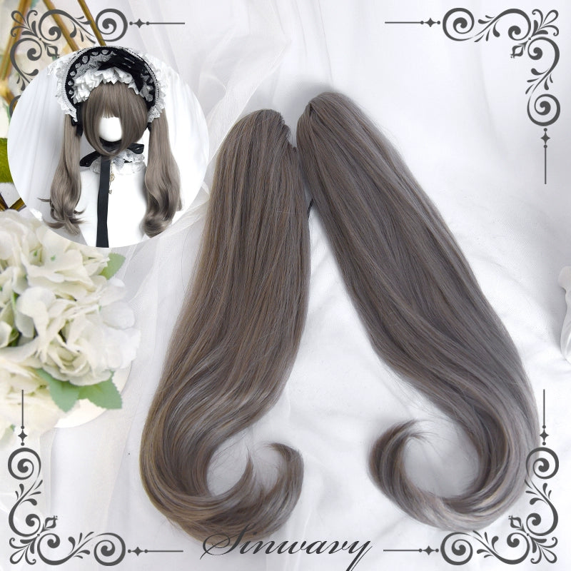 Sinwavy - Light Gothic Lolita Wig, Green-Toned Ash Grey A Pair of Ponytails Only