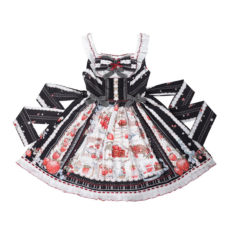 Balladeer - Strawberry Manor - Sweet Lolita JSK Dress, Strawberry Print (L M S XL) 43417:798465
