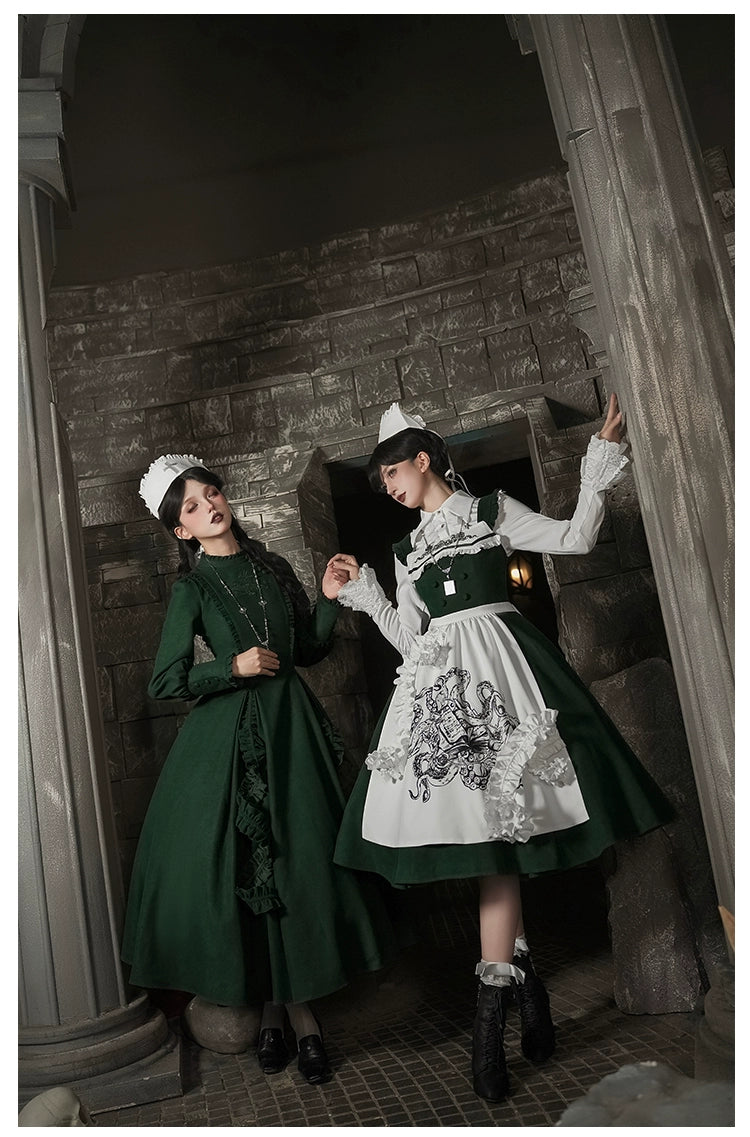 With PUJI - Letter and Poetry · Abyss Clinic - Gothic Lolita Green Dress Set 43929:789716