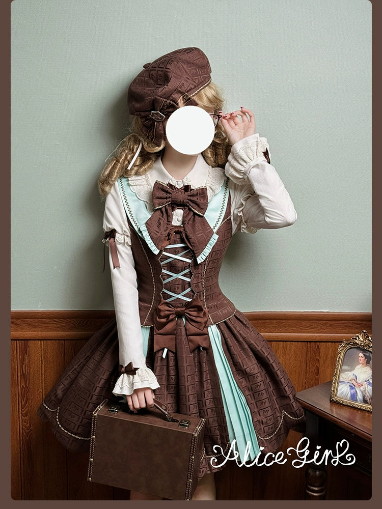 Alice Girl - Bear Chocolate Slab - Classic Lolita Slim Fit JSK & SK Dress 44309:804317