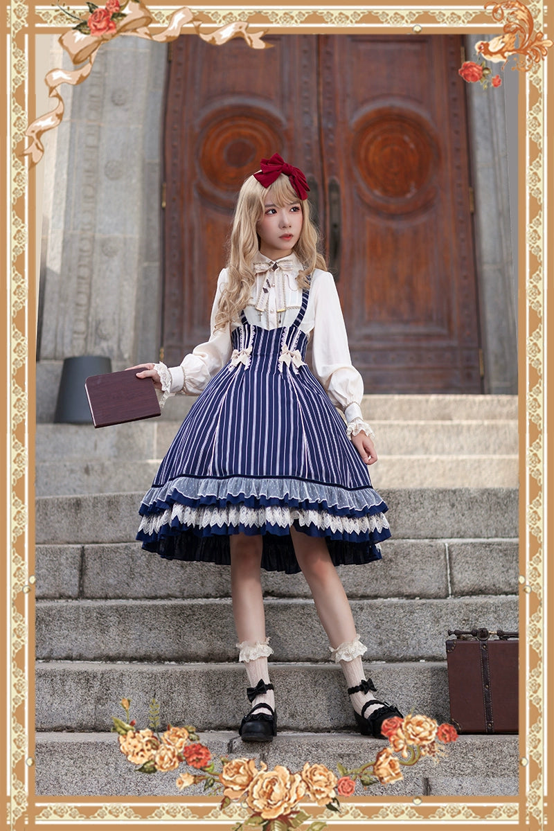 Buy for me)Infanta~Elegant Lolita Stripe High-waist Dress Set