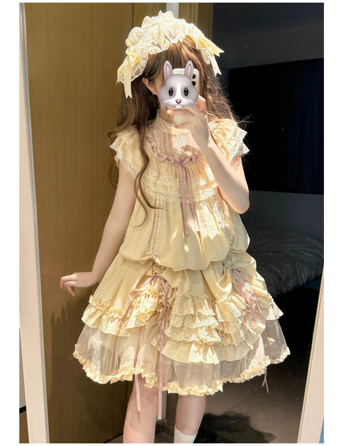 Lily's Dream - Cotton Lining Classic Lolita OP, Drawstring Liftable Hem 45539:854789