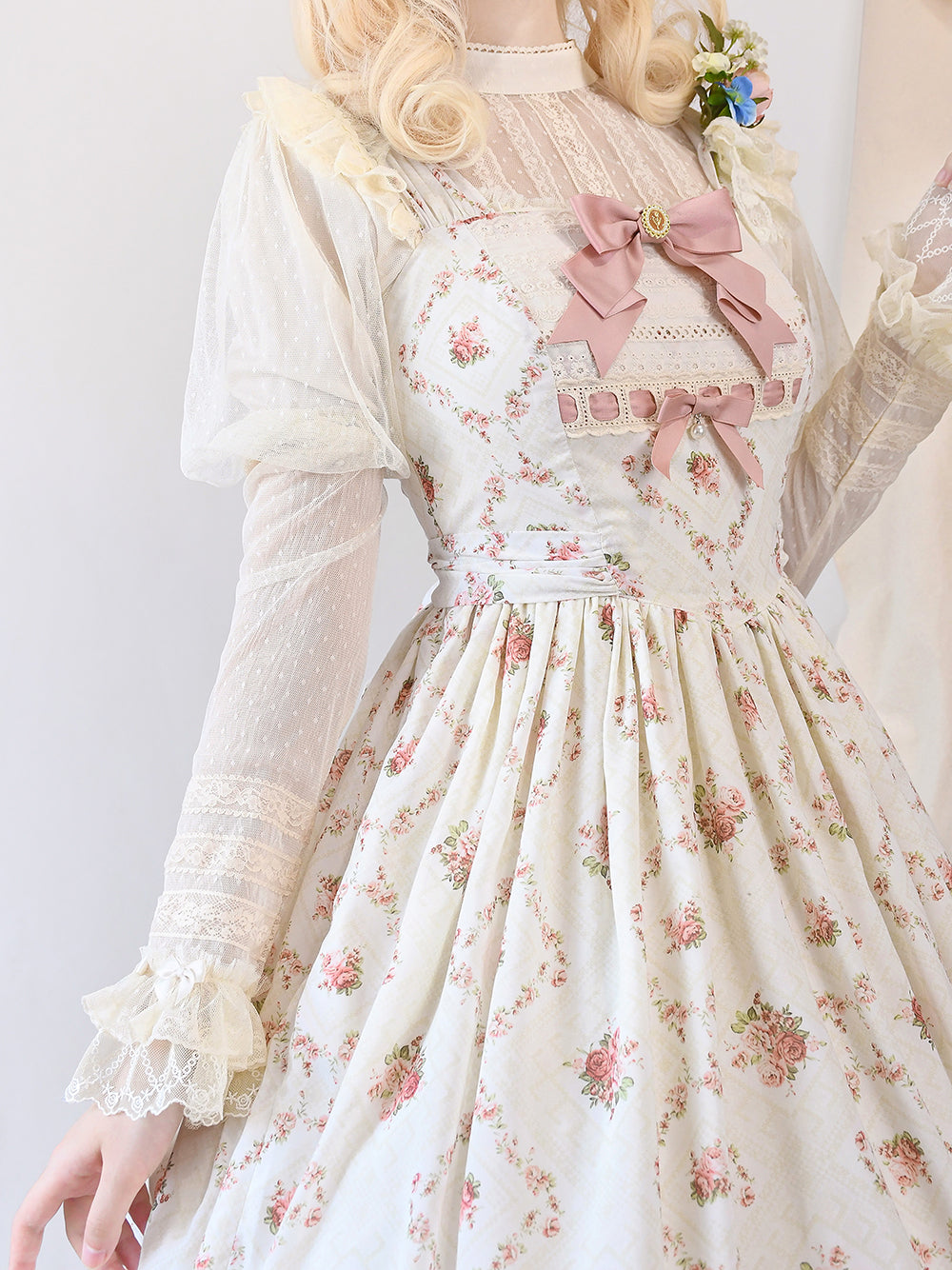 Miss Point~Customized Wood Rose 2.0 Elegant Vintage Jumper Dress 21392:302568