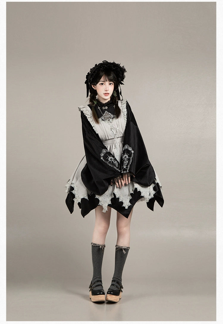 With PUJI - Letter and Poetry · Raven's Night Song - Oriental Aesthetics Gothic Lolita Dress Set 43907:788823