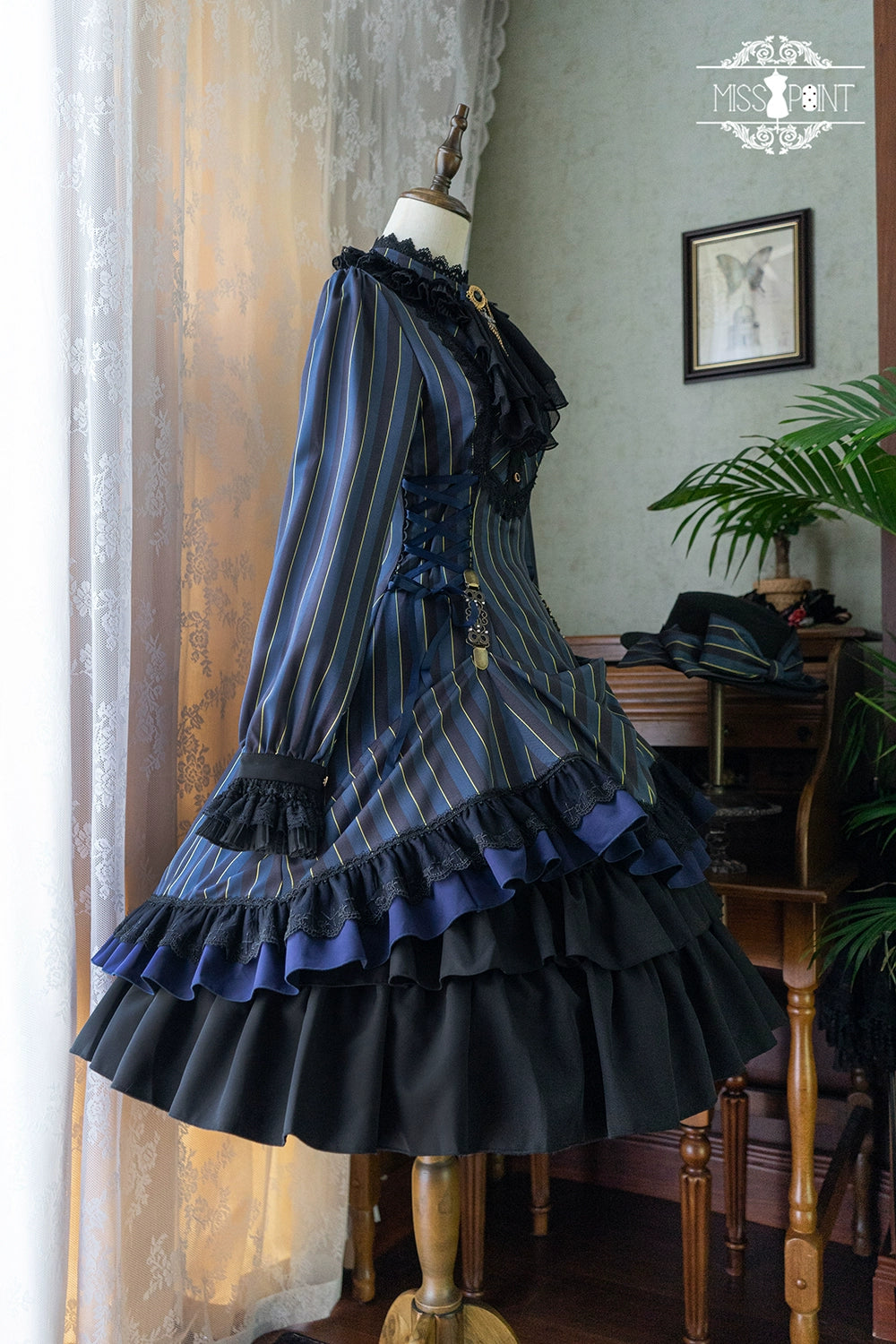 Miss Point - Perintz Manor - Gothic Lolita OP Long Sleeve Retro Lolita Dress 39904:642742