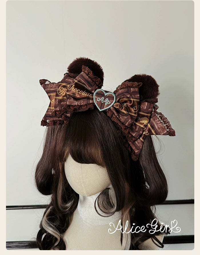 Alice Girl - Bear Chocolate Bar - Kawaii Lolita Headdress Set