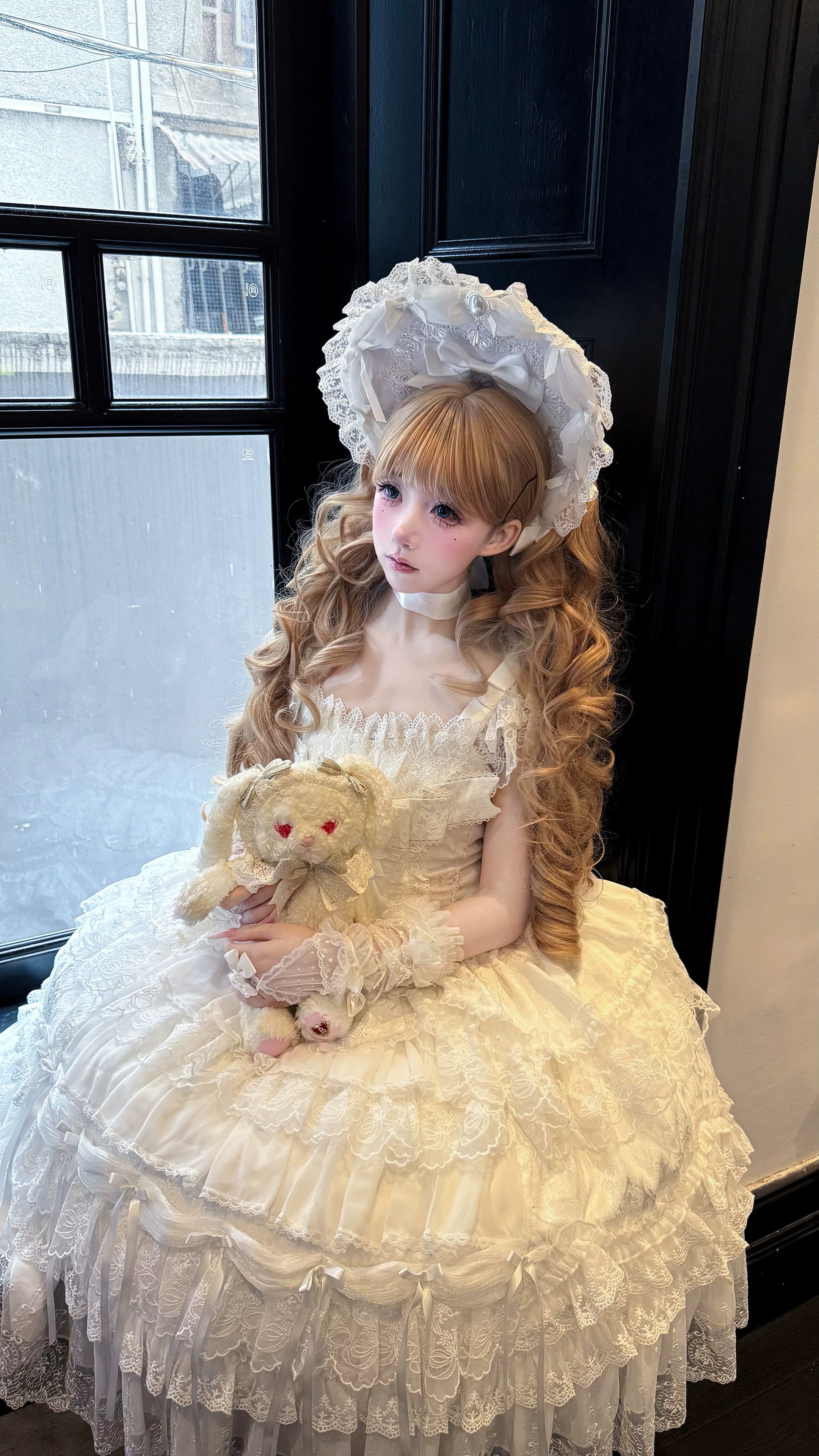 Eternal Floral Whisper - Sweet Lolita Tiered JSK Dress with Lace 45601:854640