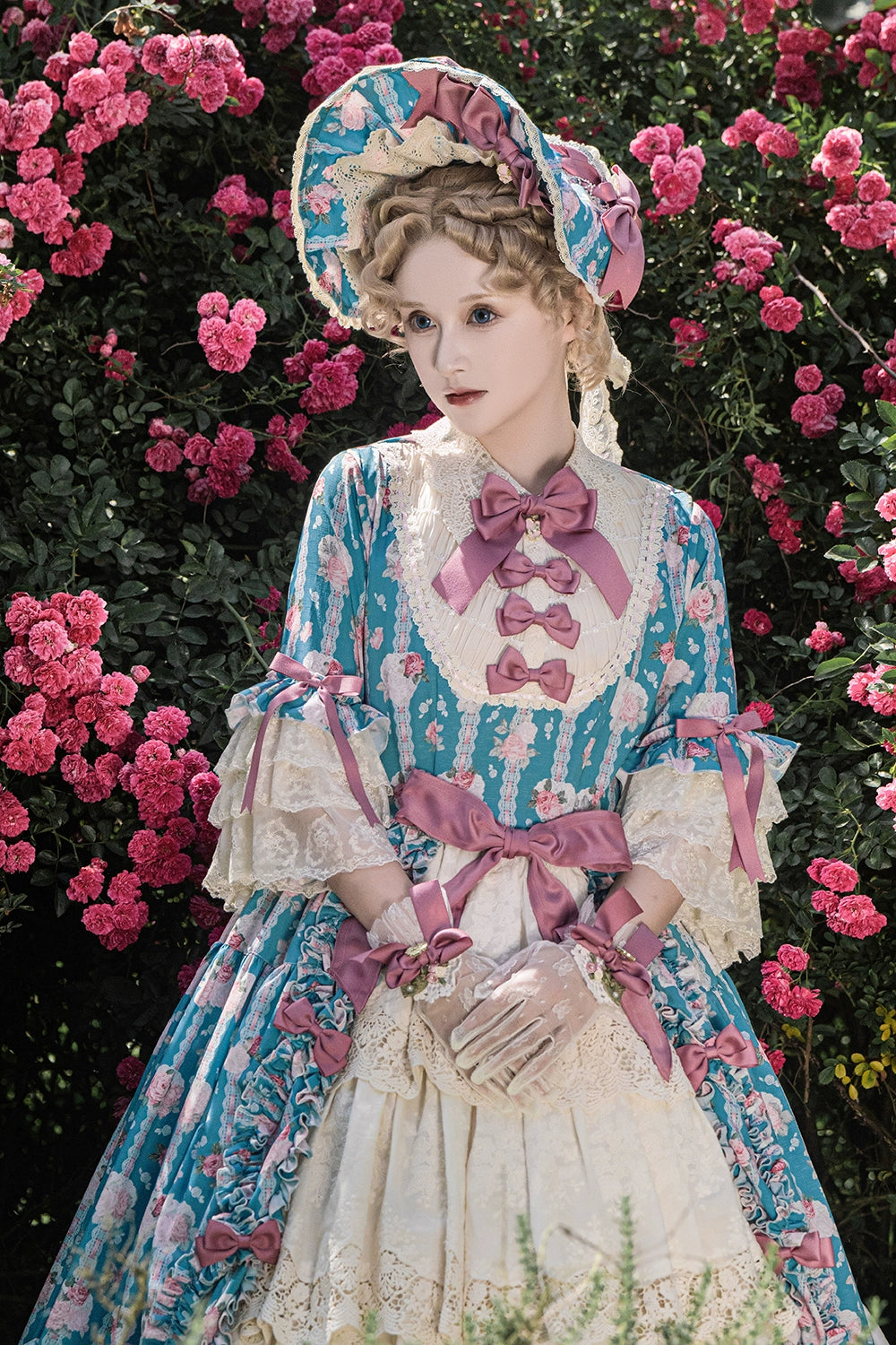 Miss Point~Lilyka Garden~Classic Lolita OP Dress Set Elegant Floral Wall Princess Sleeve 38832:606416