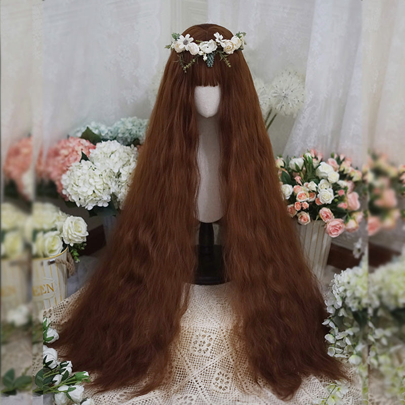 Imperial Tea - 120cm Long Lolita Wig Natural Hair with Corn Curl Caramel-colored Wig + Hair Net