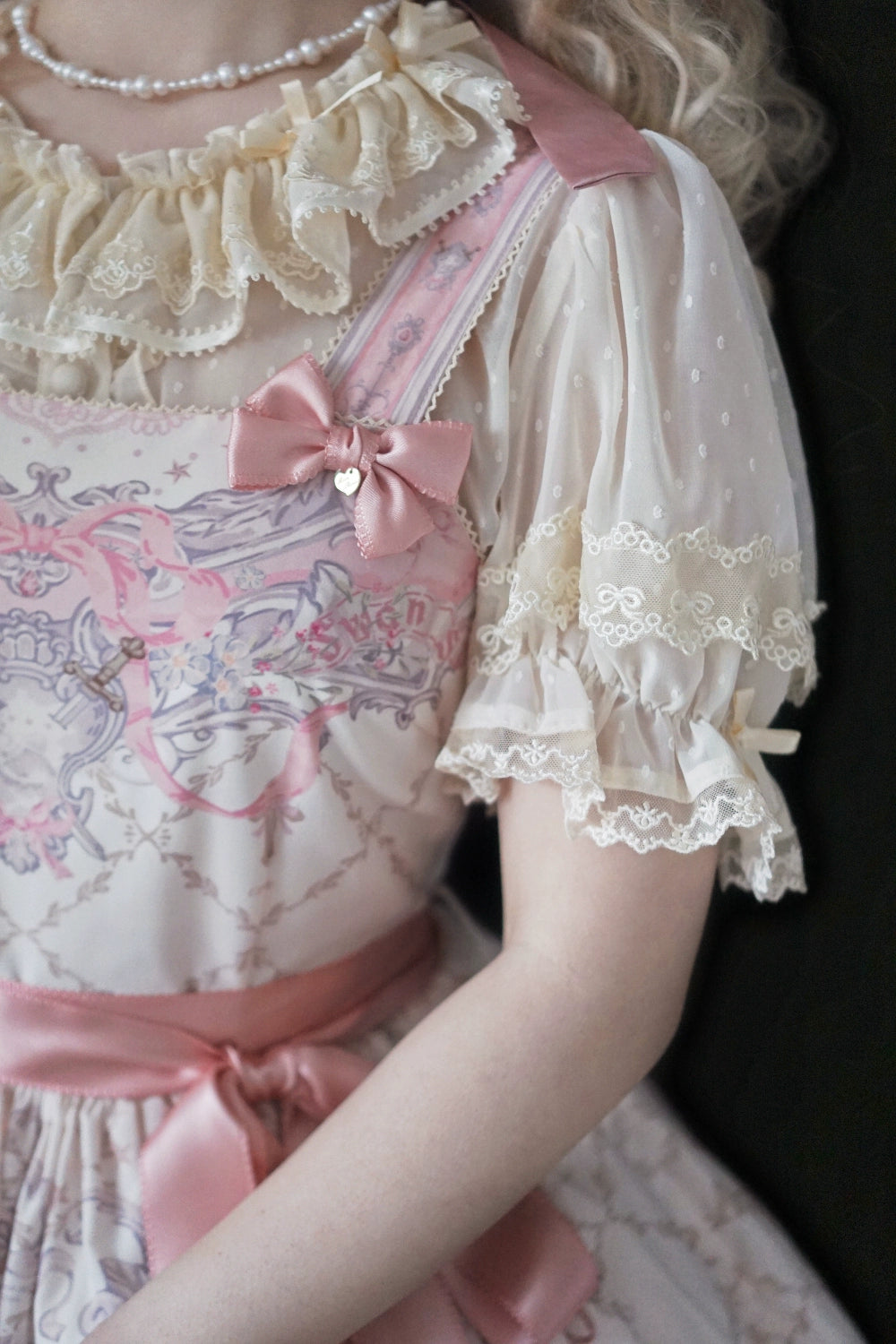 Moon River - Swan Lake Mirror - Pink Sweet Lolita Print JSK Dress 43705:783410