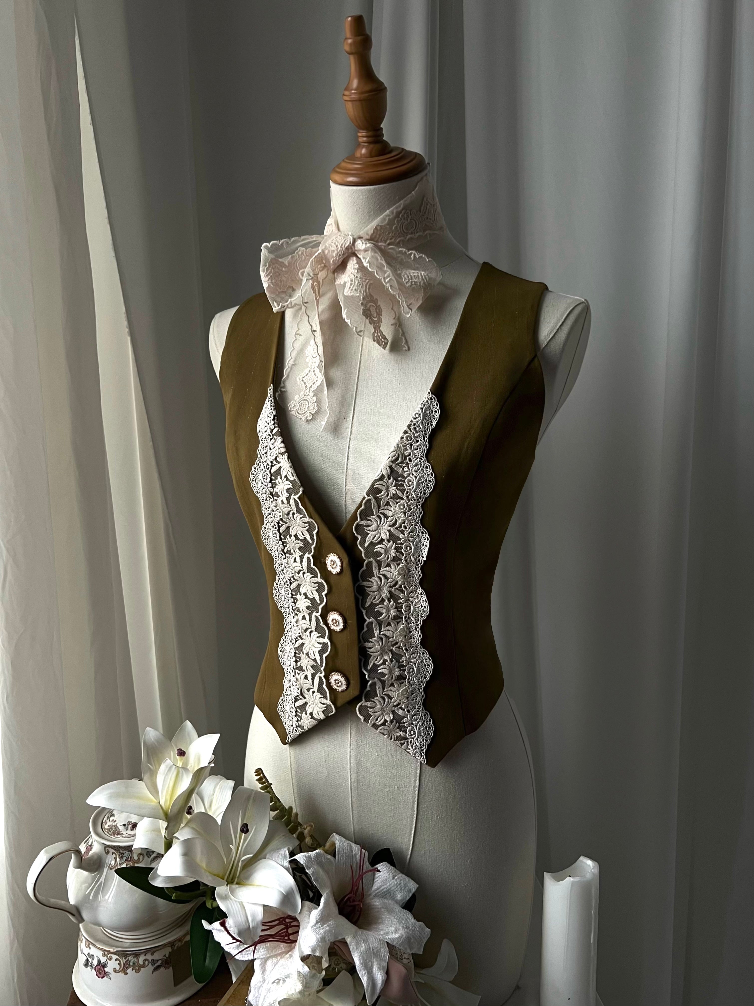 Embroidered Classic Lolita OP Dress, Lace Trim Shirt (L M S XL) 45209:840223