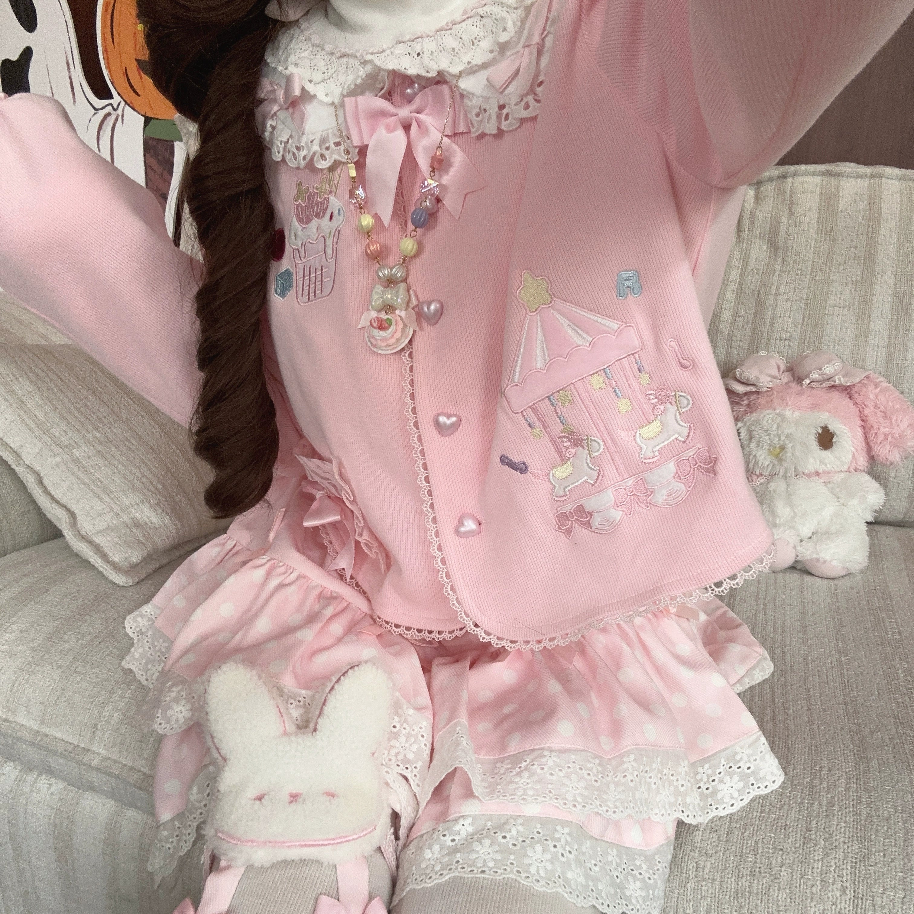 Sissy the shepherd - Dessert Paradise - Embroidered Kawaii Lolita Cardigan, Cotton knitted 44212:798765