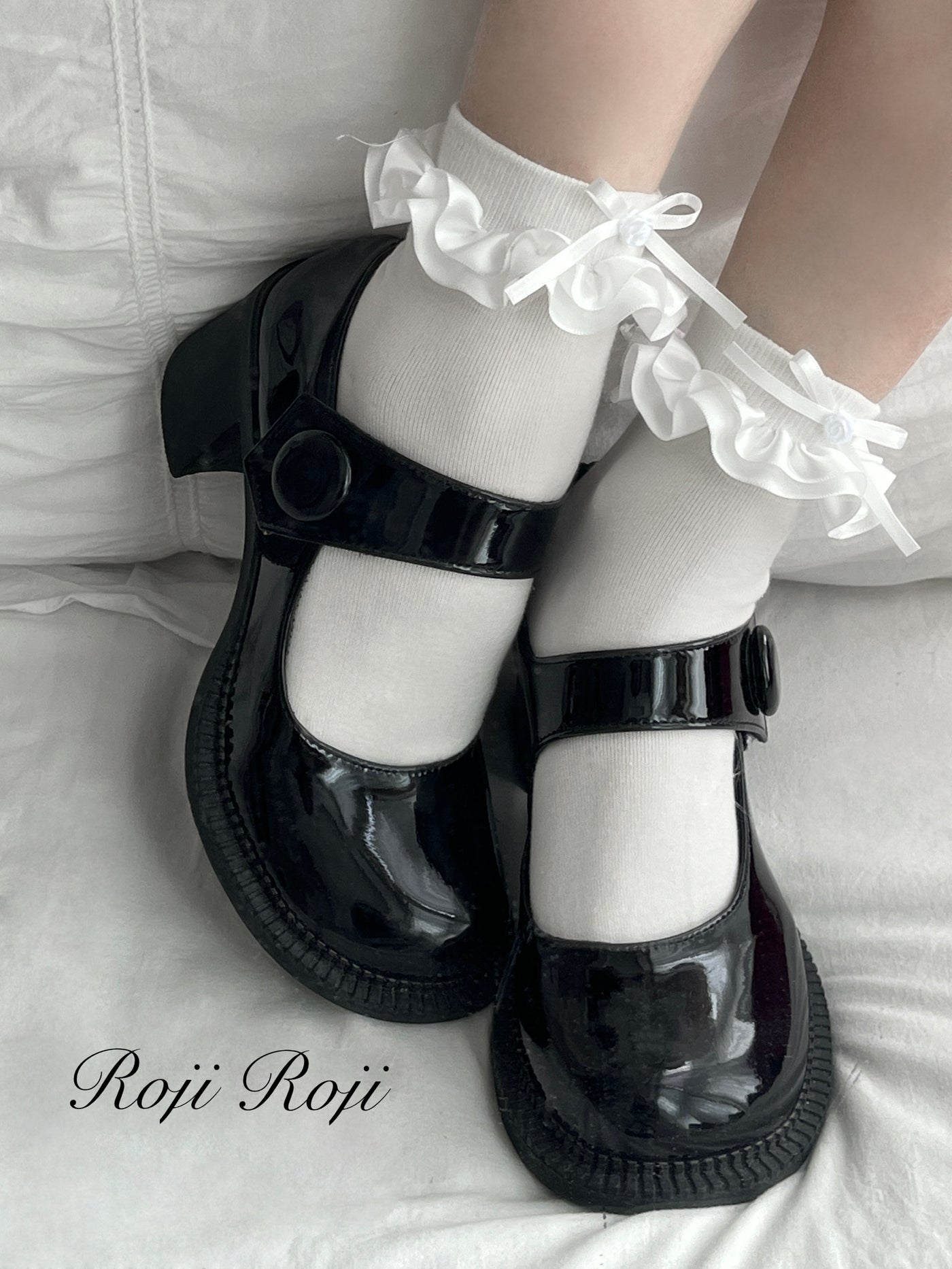 Roji Roji~Sweet Lolita Short Multicolor Flounce Socks free size white flounce 