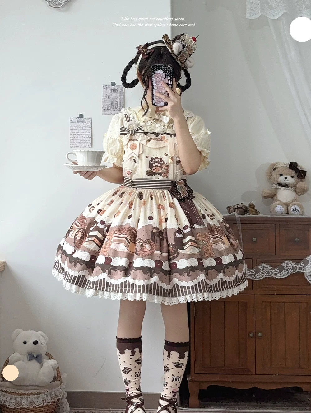 Cocoa Baker - Old School Lolita Dessert Printed OP & JSK Dress with Embroidery 45486:850987