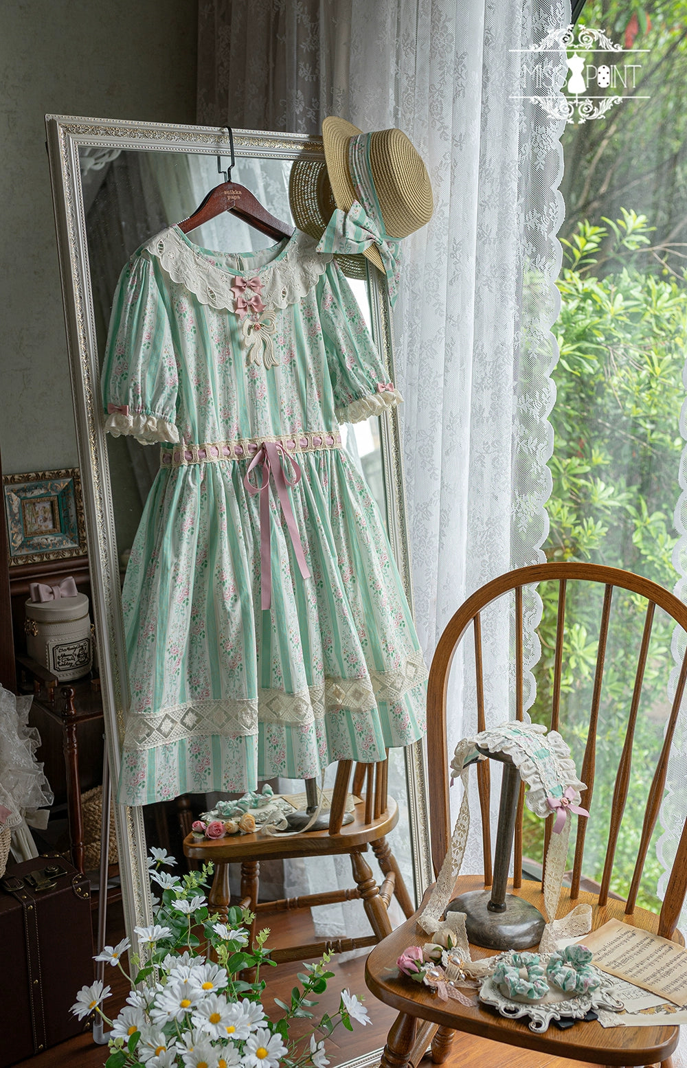 Miss Point~Customized Elegant Lolita OP Dress Cute Daily Girl Short Lolita Dress