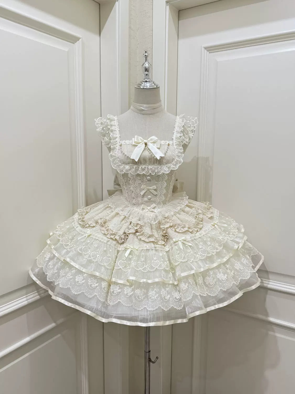 Ballet Dream - Sweet Lolita JSK Dress, Petal-like Layered Skirt Apricot - JSK Only S