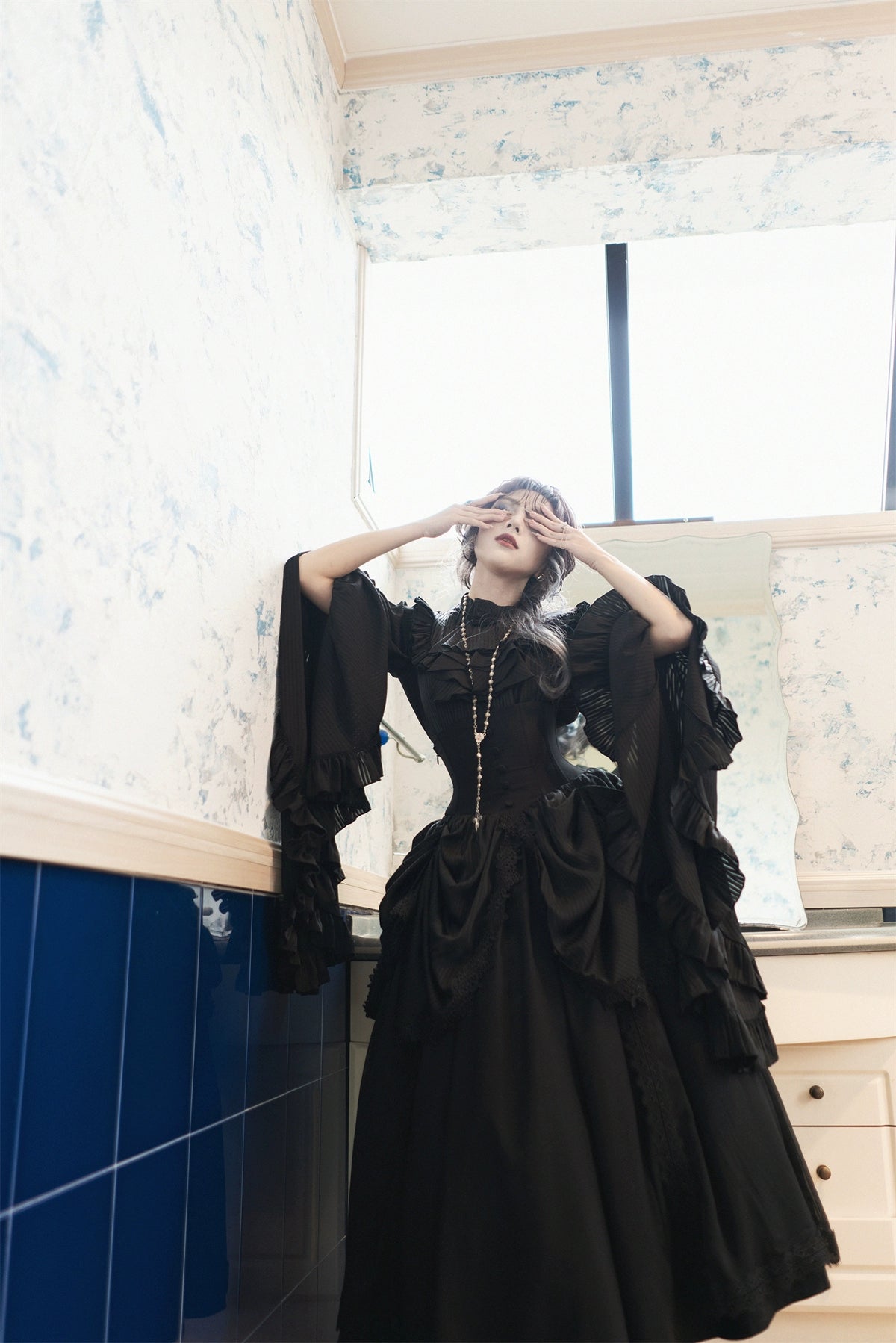 Muppet Mind Ben - Dreaming - Gothic Lolita Skirt Fishbone Long Skirt Ruffled Hem 36858:608376