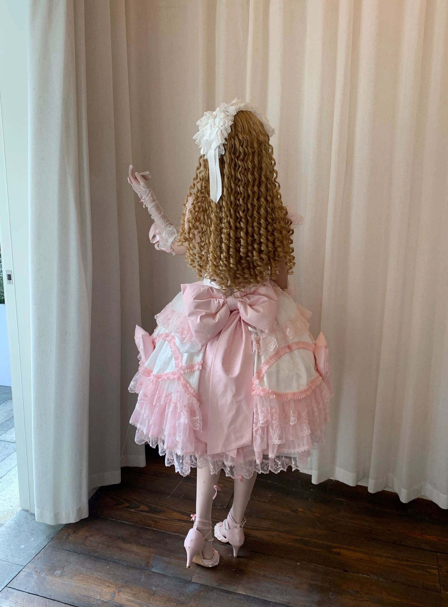 Floral Dream Isle - Sweet Lolita Doll-like JSK Dress, Bows & Lace (L M S) 44705:821069