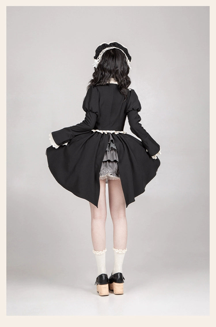 With PUJI - Night Feast - Gothic Lolita Suit Ouji Lolita Tailcoat Tiered Skirt Shorts