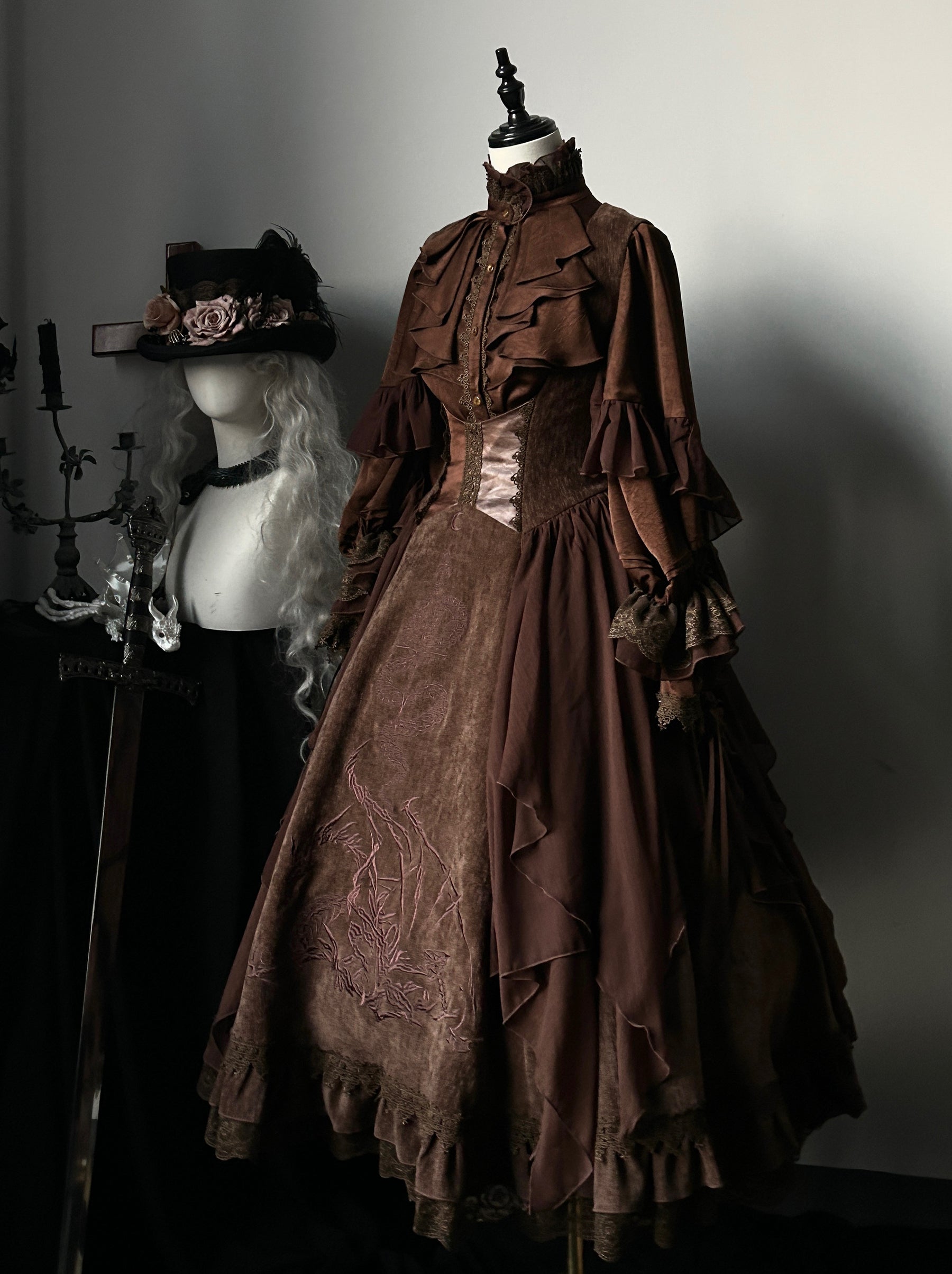 ZJstory~Dragon Bone Cemetery~Gothic Lolita JSK Set with Dragon and Snake Skeleton Embroidery (F L M S) 42699:749808