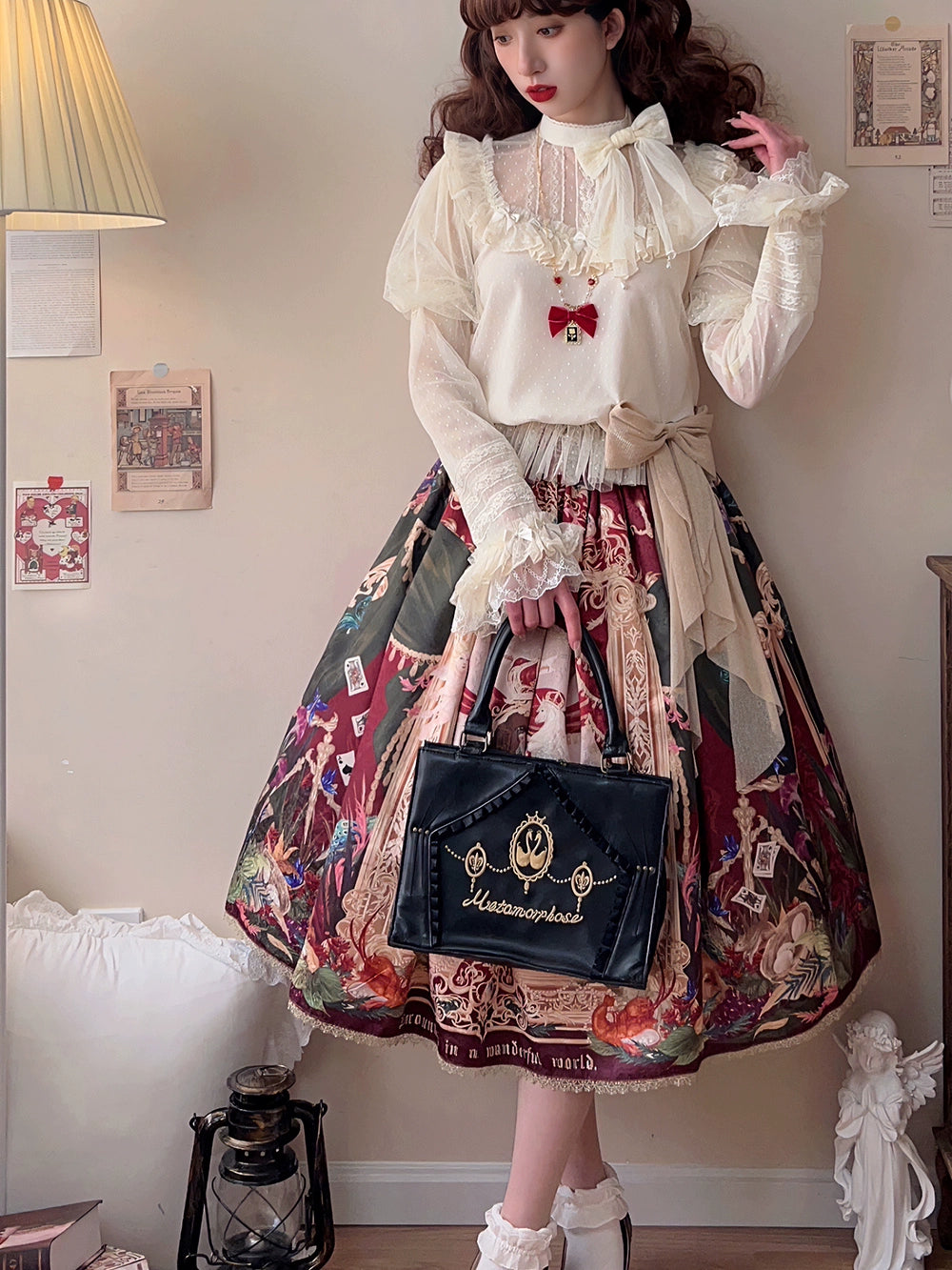Miss Point~Kaleidoscope~Classical Lolita Shirt Dot Gauze Detachable Puff Sleeve Blouse Customized 35392:488870