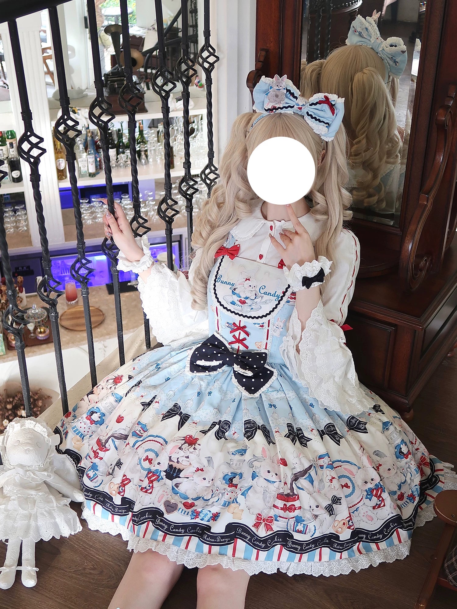 Myth Rabbit Tea Party - Sweet Lolita Dress Set, Bunny Print JSK 44460:809372