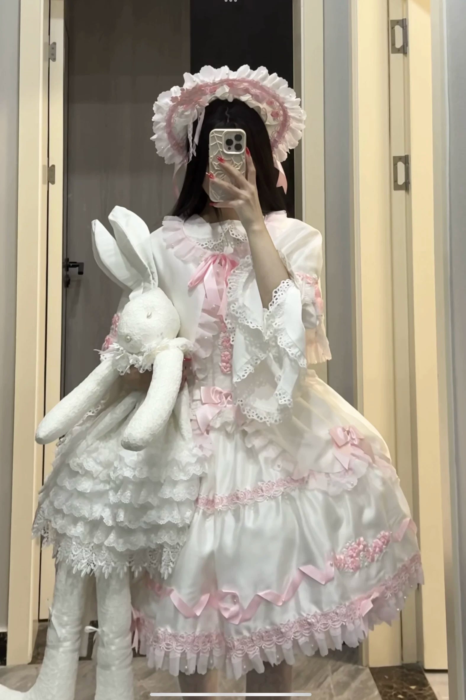 Charlotte Bouquet - Old School Lolita JSK Set, Embroidery & Bows 45093:835349