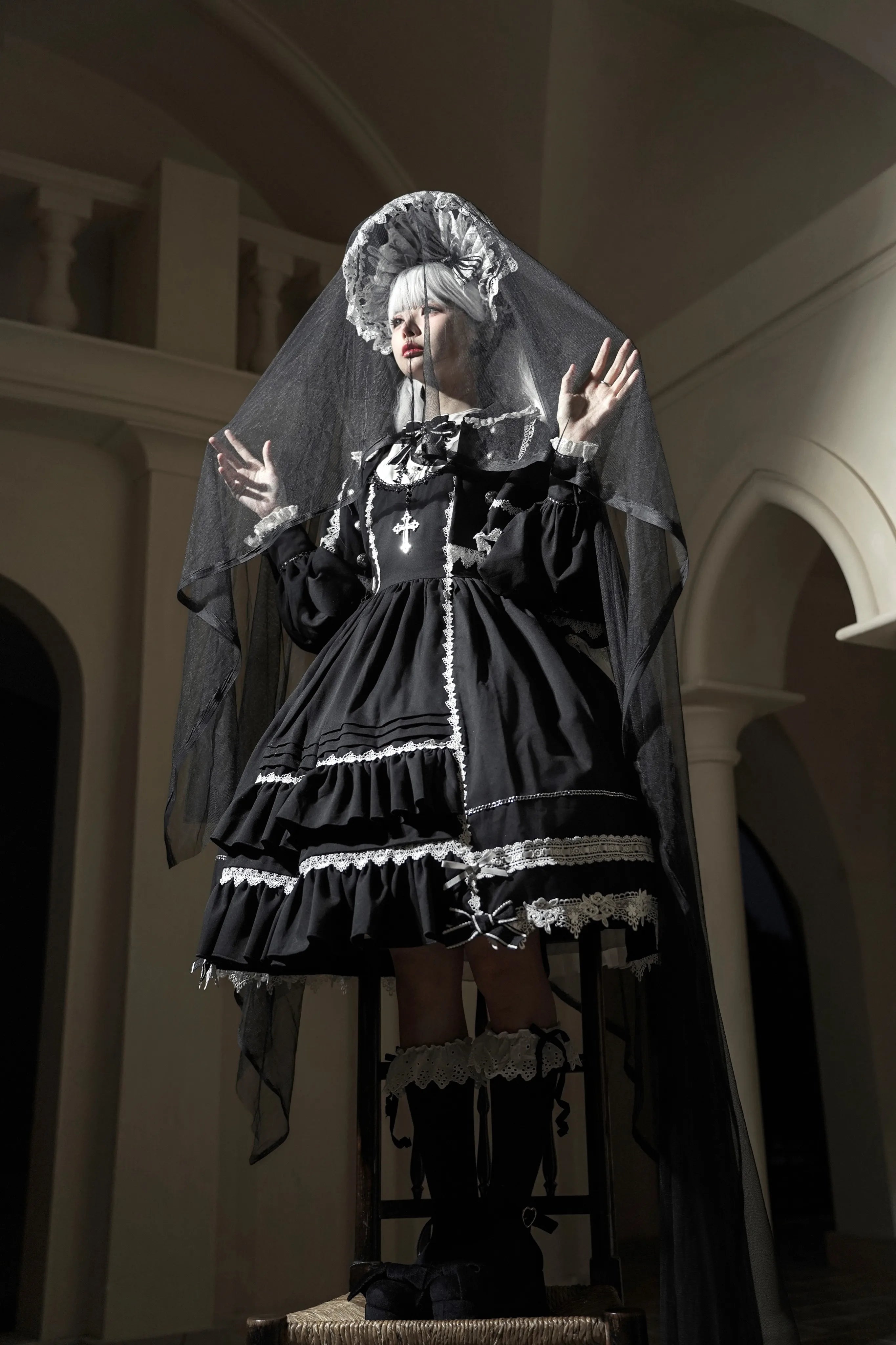 Ningyo Night - Old School Lolita OP Dress, Peter Pan Collar Cape 44635:816638