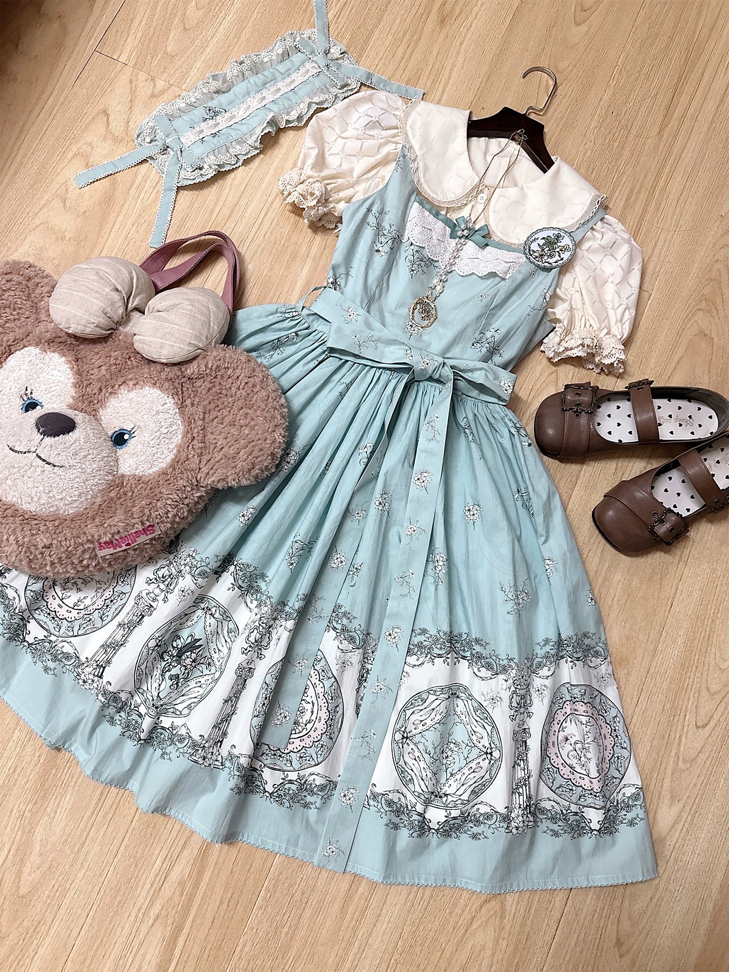 DreamWhale - Small Porcelain Plate - Classic Lolita JSK Printed Dress 43990:790737