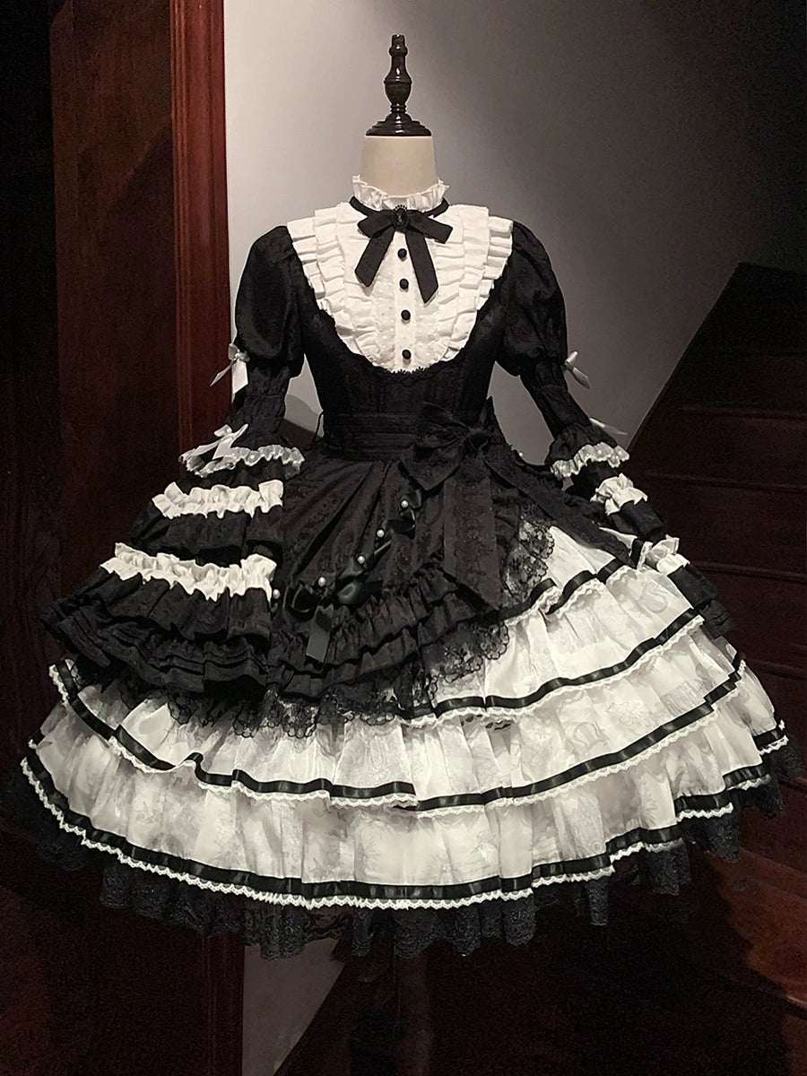Buling Moon - Solo Puppet - Sweet Lolita OP Dress with Princess Long Sleeves (L M S XL) 42886:756928