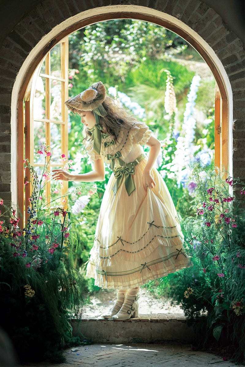 Lemon Cantata - Lily of the Valley - Country Lolita OP Dress, Tiered Ruffles