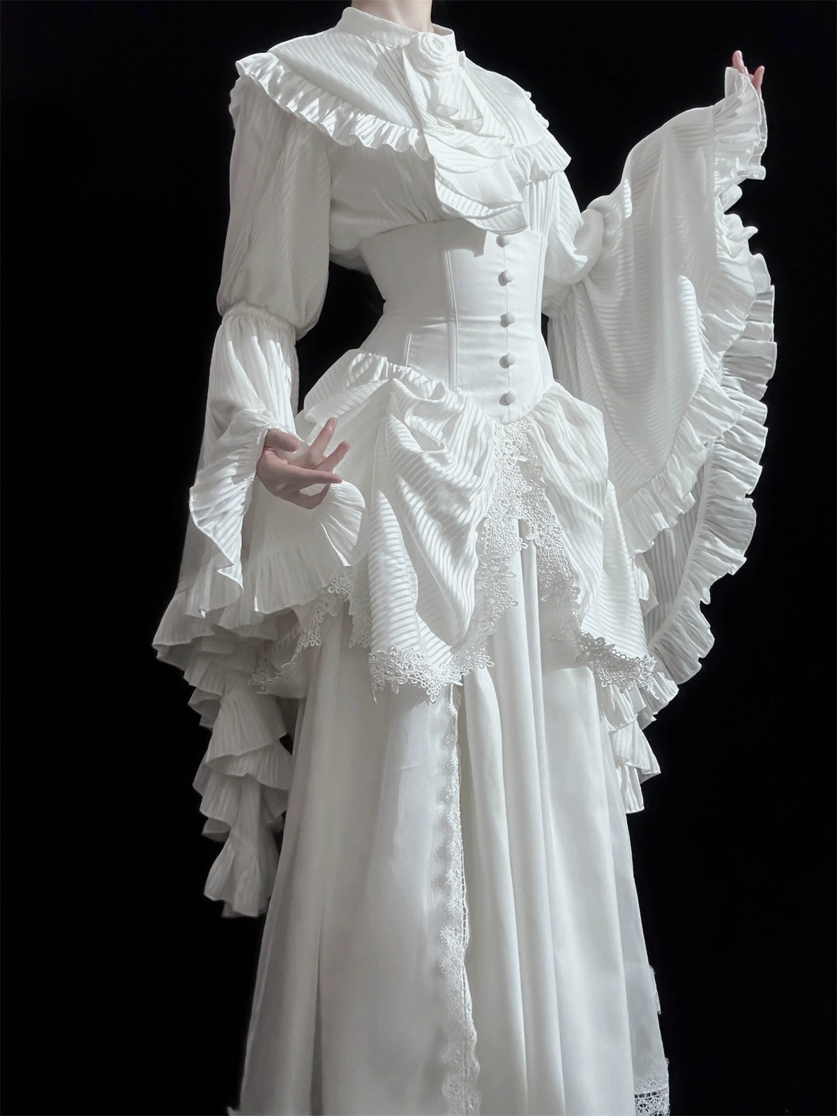 Muppet Mind Ben - Dreaming - Gothic Lolita Skirt Fishbone Long Skirt Ruffled Hem 36858:608400