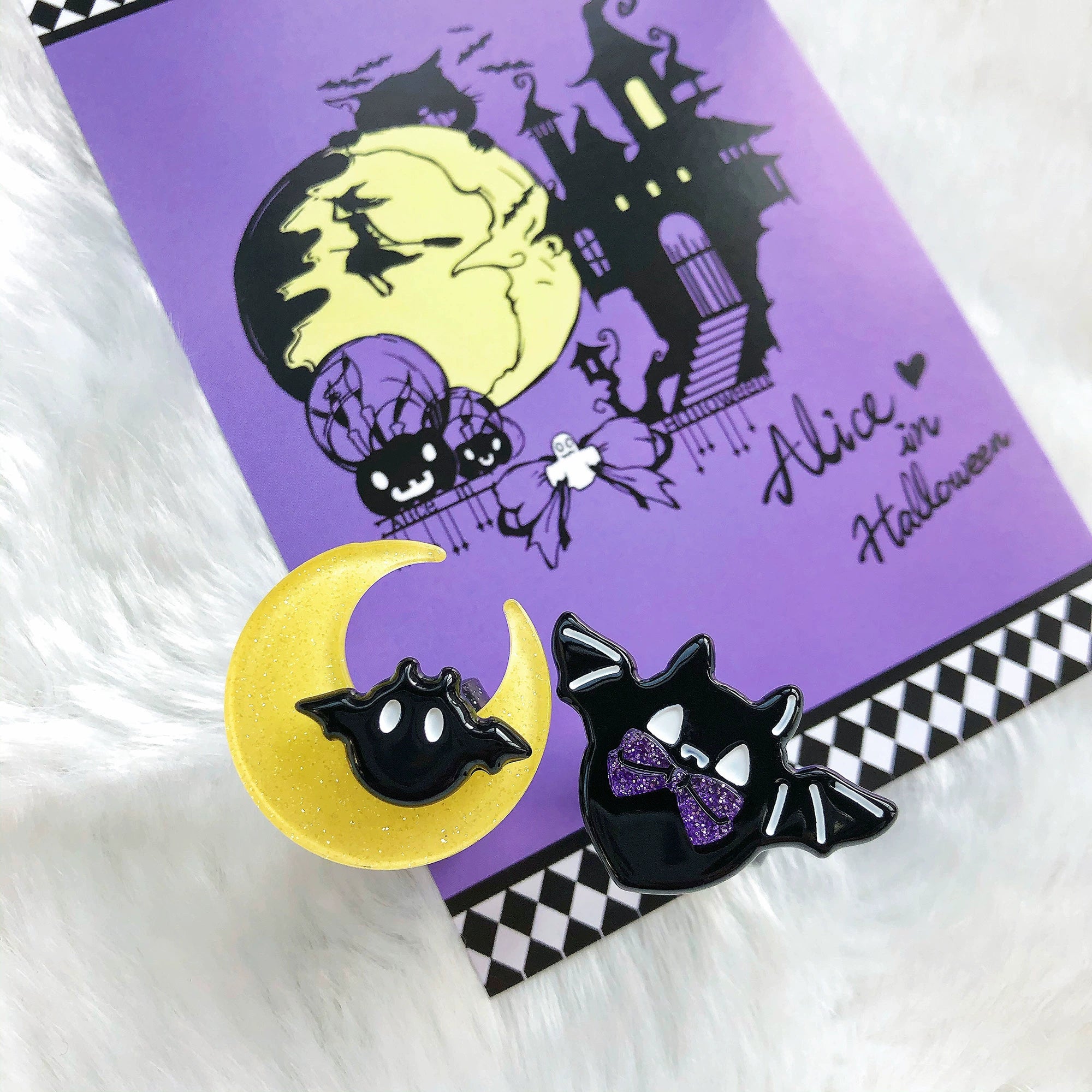 Halloween Alice - Chubby Bat - Halloween Colorful Beads Lolita Necklace, Bat Accents